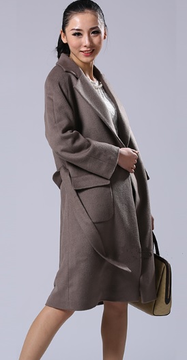 Khaki,European,style,long,wool,overcoat,for,ladies,卡其色,长款,欧美,风,女士,羊毛,大衣