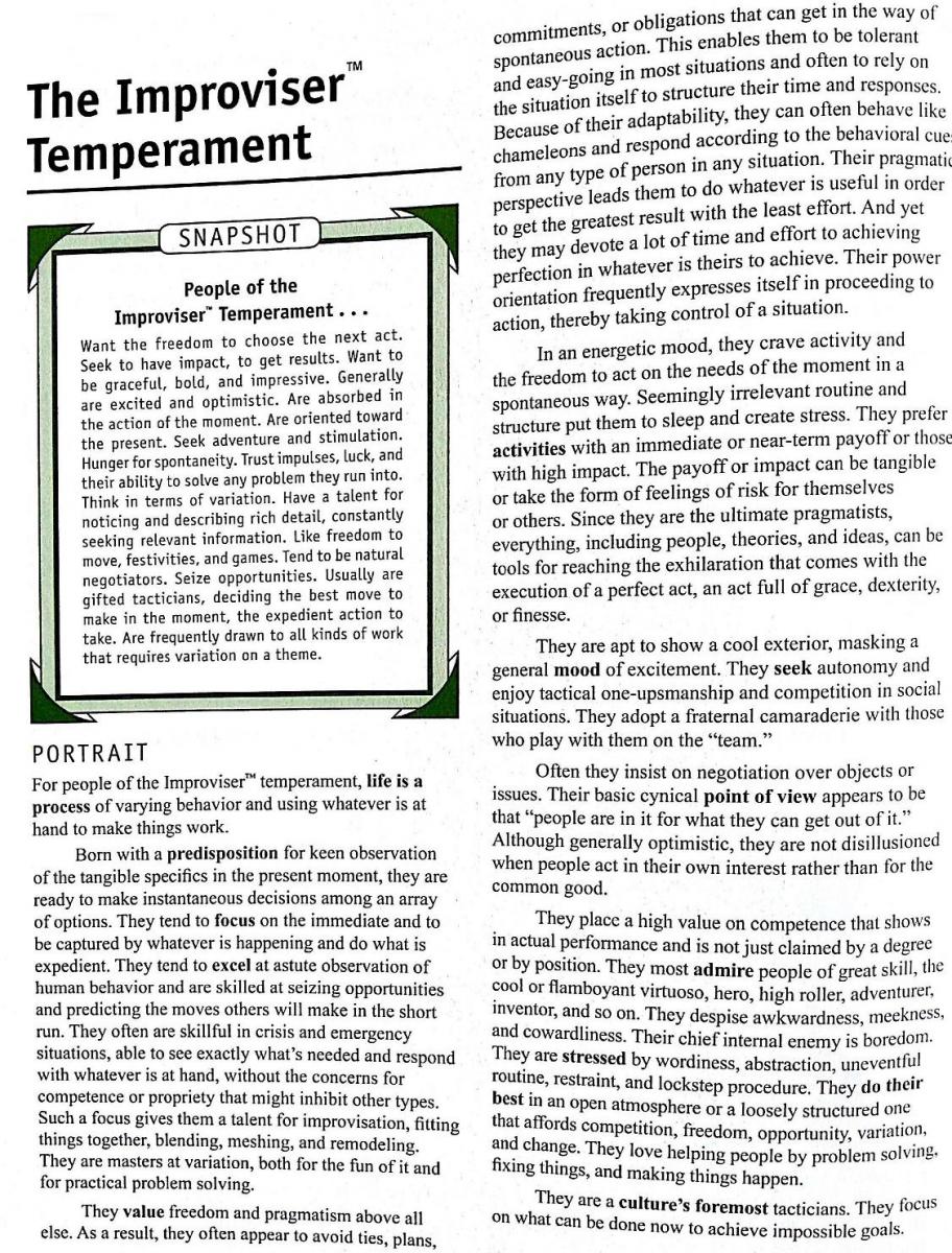 The improvisor temperament