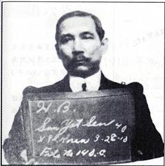 孙中山1904年3月，遭美国旧金山移民局逮捕拘留的档案照。图片来源：台湾联合报