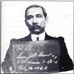孙中山1904年3月，遭美国旧金山移民局逮捕拘留的档案照。图片来源：台湾联合报