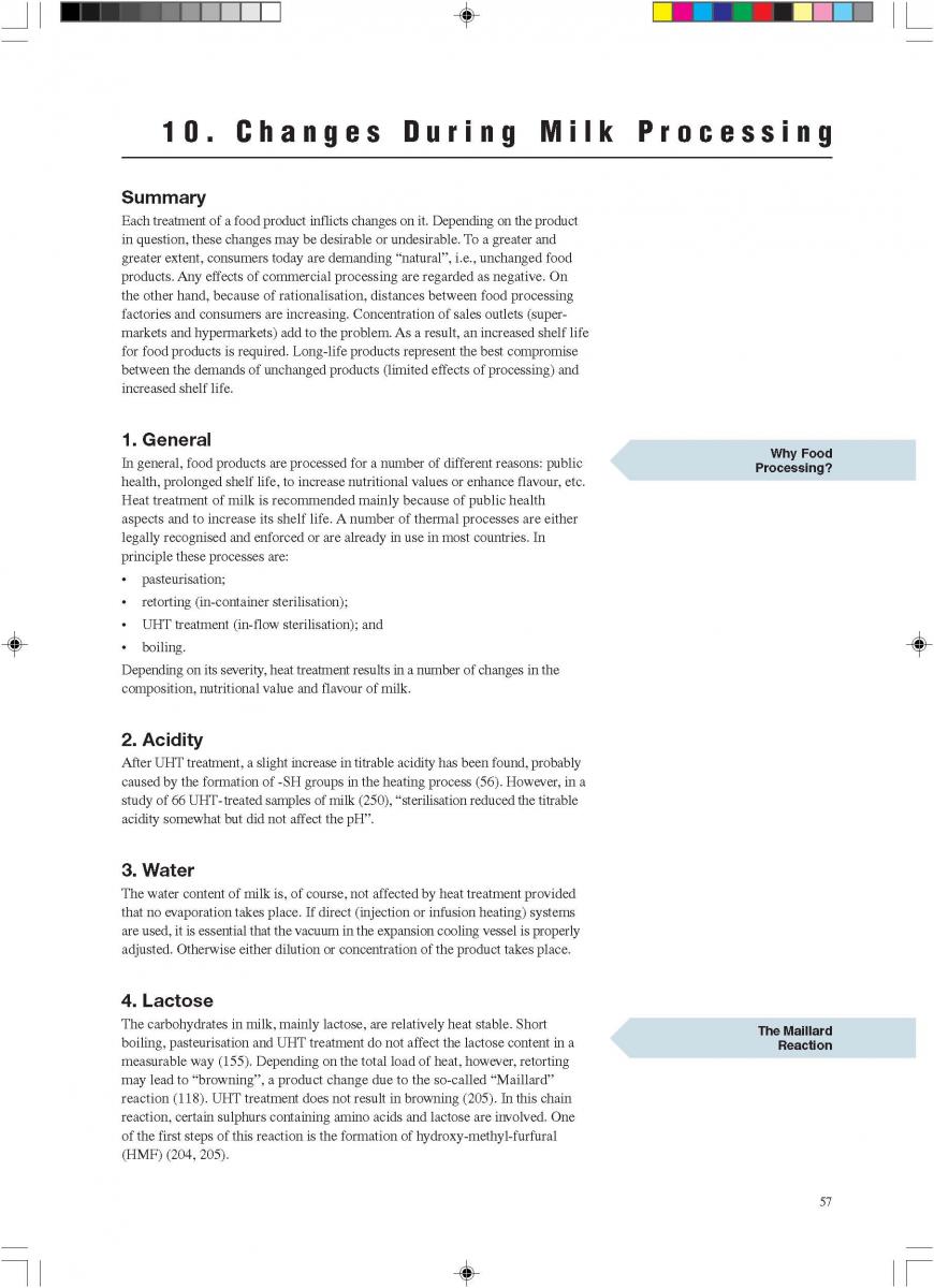 Changes during milk processing