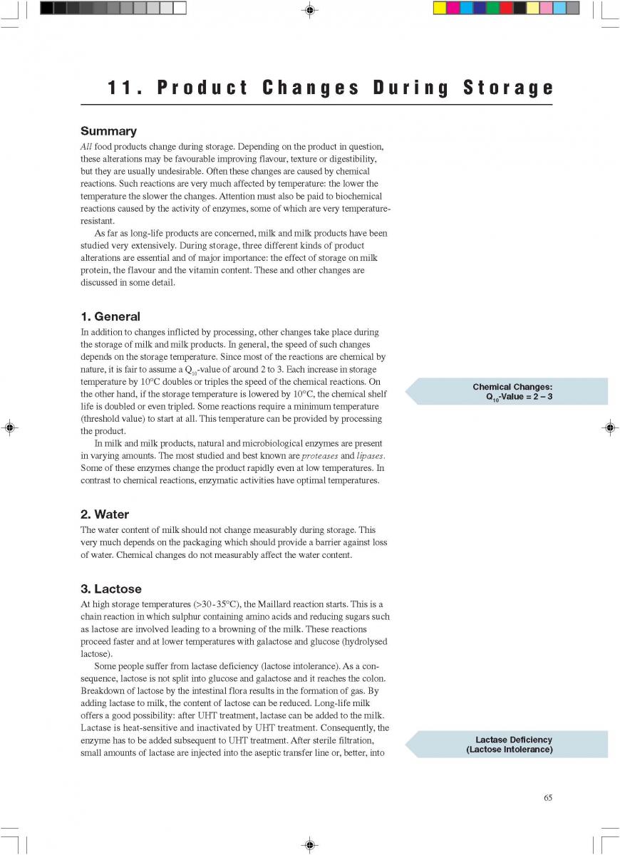 Product changes during storage